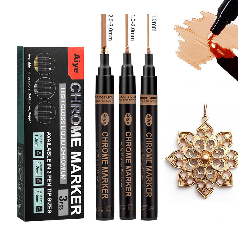 Wholesale high gloss mirror chrome plated markers, metal pens, reflective electroplated pens, DIY Gundam plastic model nail art metal pens