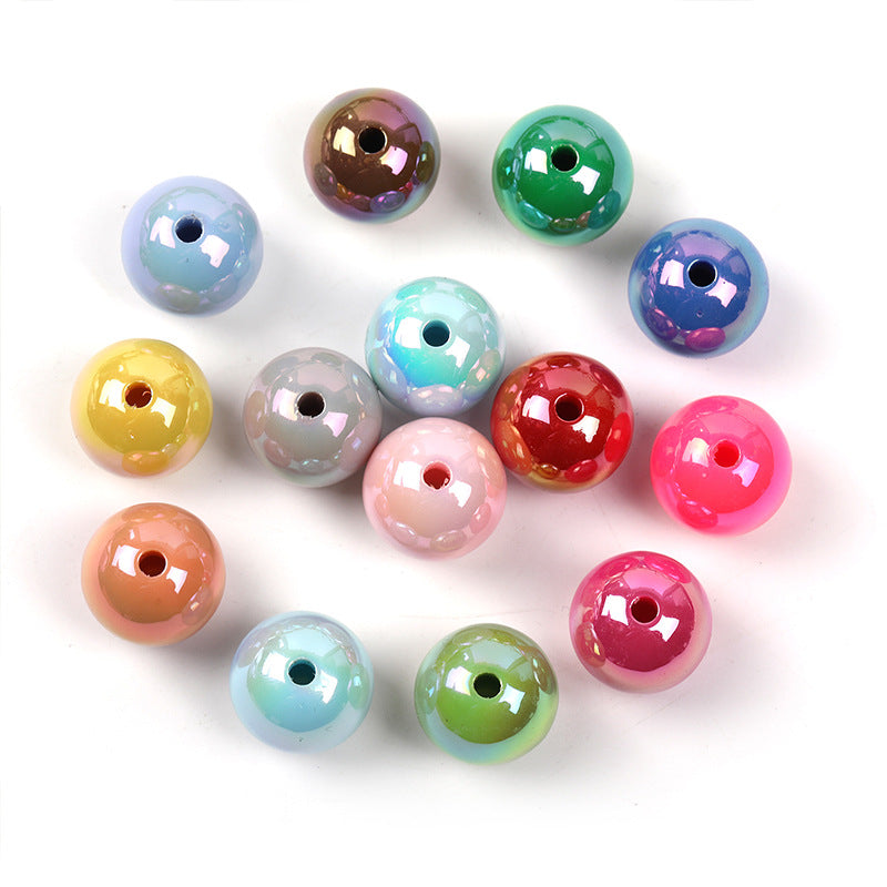 Wholesale 100pcs UV color plated solid color round beads 16mm acrylic beads