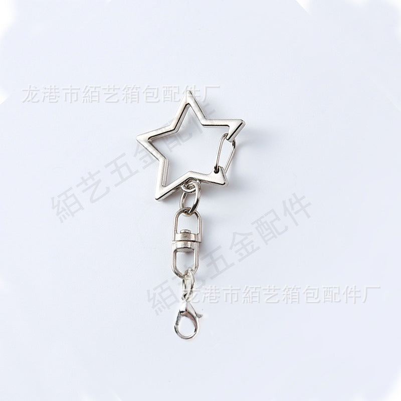 Metal DIY Five-pointed Star Clip Keychain