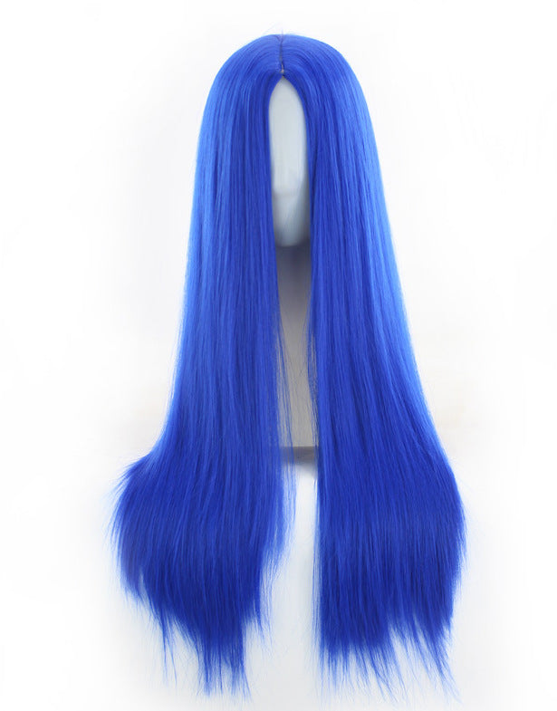 Wholesale Black Middle Part Long Straight Hair Ladies Chemical Fiber High Temperature Wigs