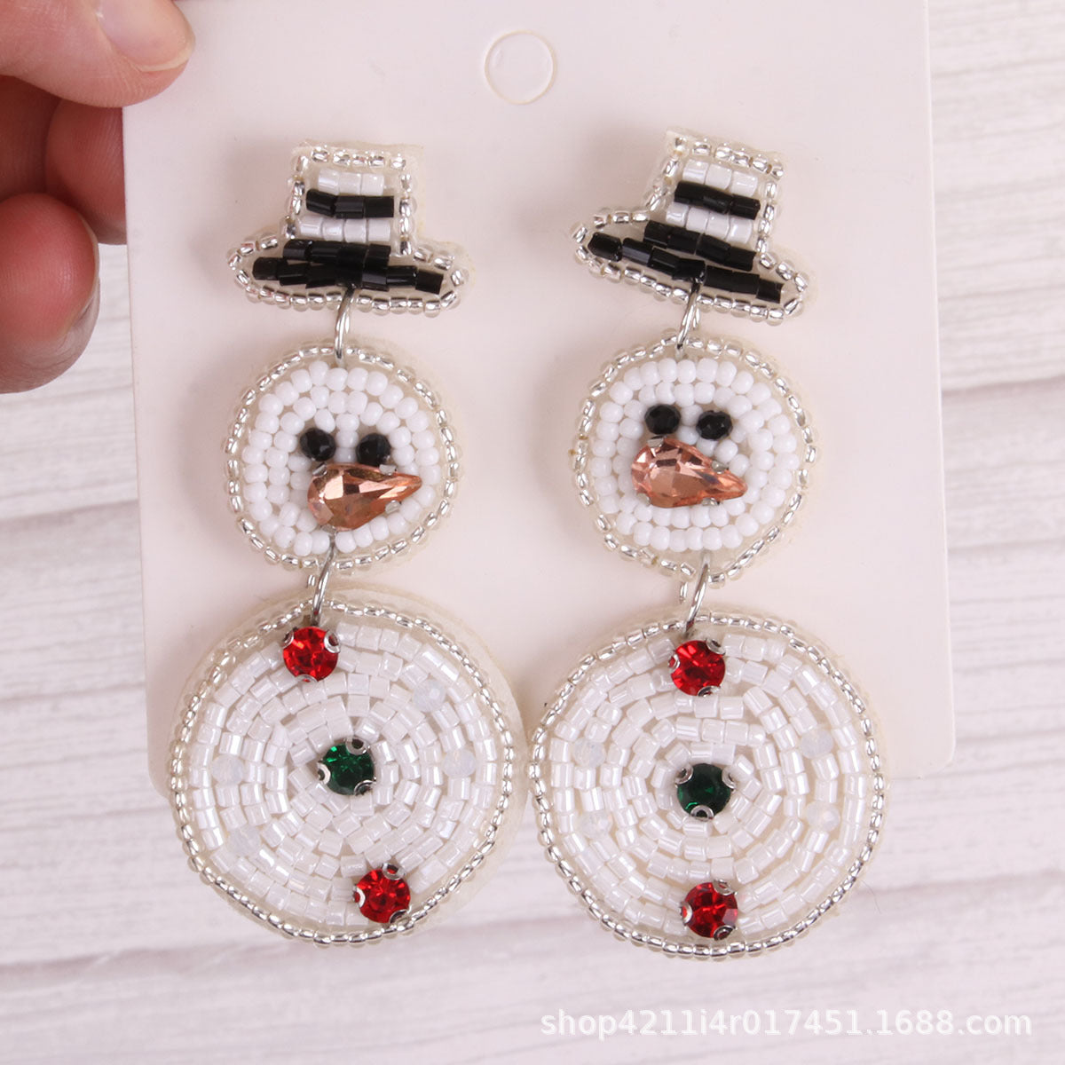 Wholesale New Rice Beads Fashionable Temperament Creative Christmas Style Rice Beads Earrings