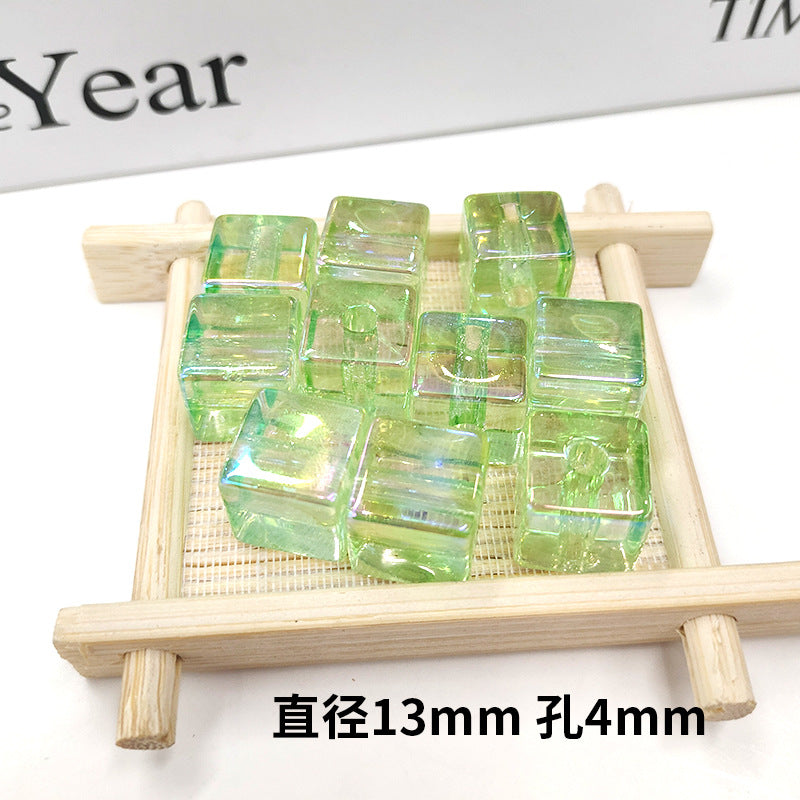 Wholesale 100PCS/Pack Colorful Transparent UV Square 13mm DIY Acrylic Beads