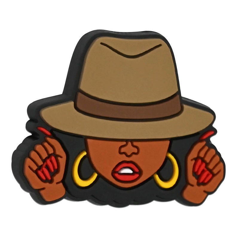 Wholesale Random 100pcs Black Girl Beaded PVC Soft Rubber Beads Focal Beads