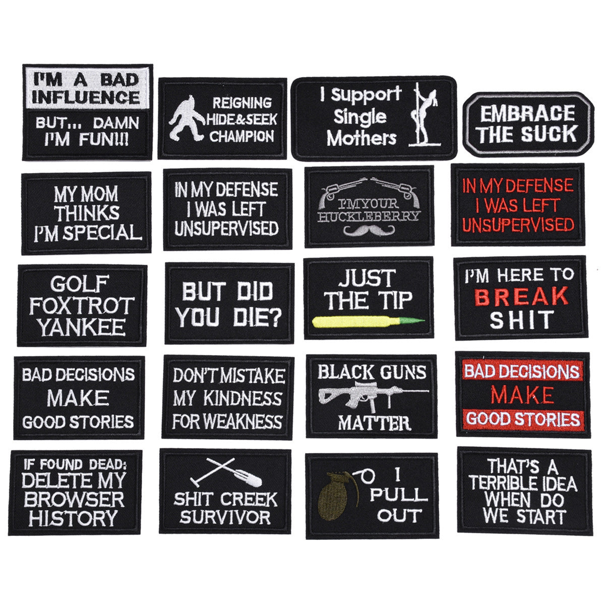 Wholesale Black English Letter Embroidered Patches 20 Pack DIY Clothing Badges For Shoes Hats Fashion Decorative Accessory For Everyday Use
