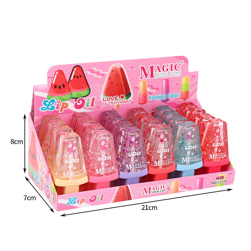 Wholesale 24pcs Ice Cream Sequins Moisturizing Color Changing Liquid Lip Gloss