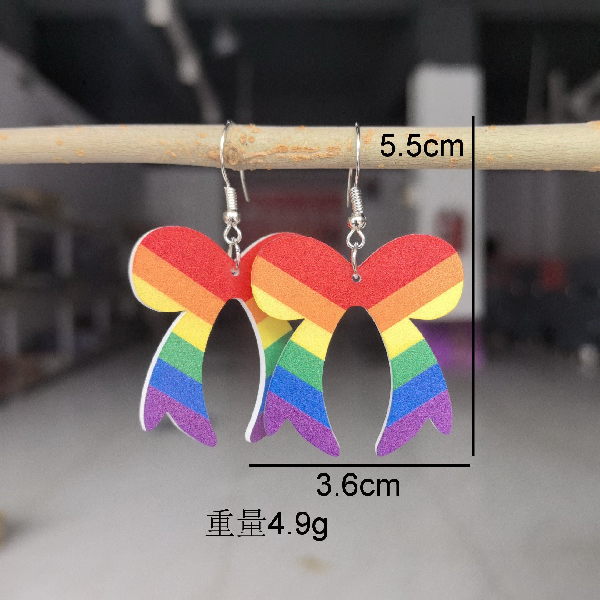 Wholesale Rainbow Acrylic Valentine's Day Six Color Bow Earrings