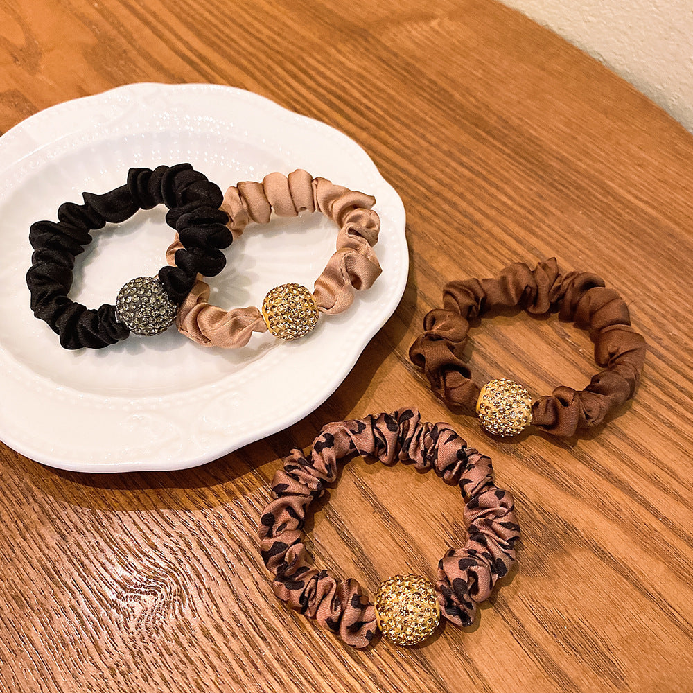 Wholesale Leopard Print Rhinestone Headband Hair Tie