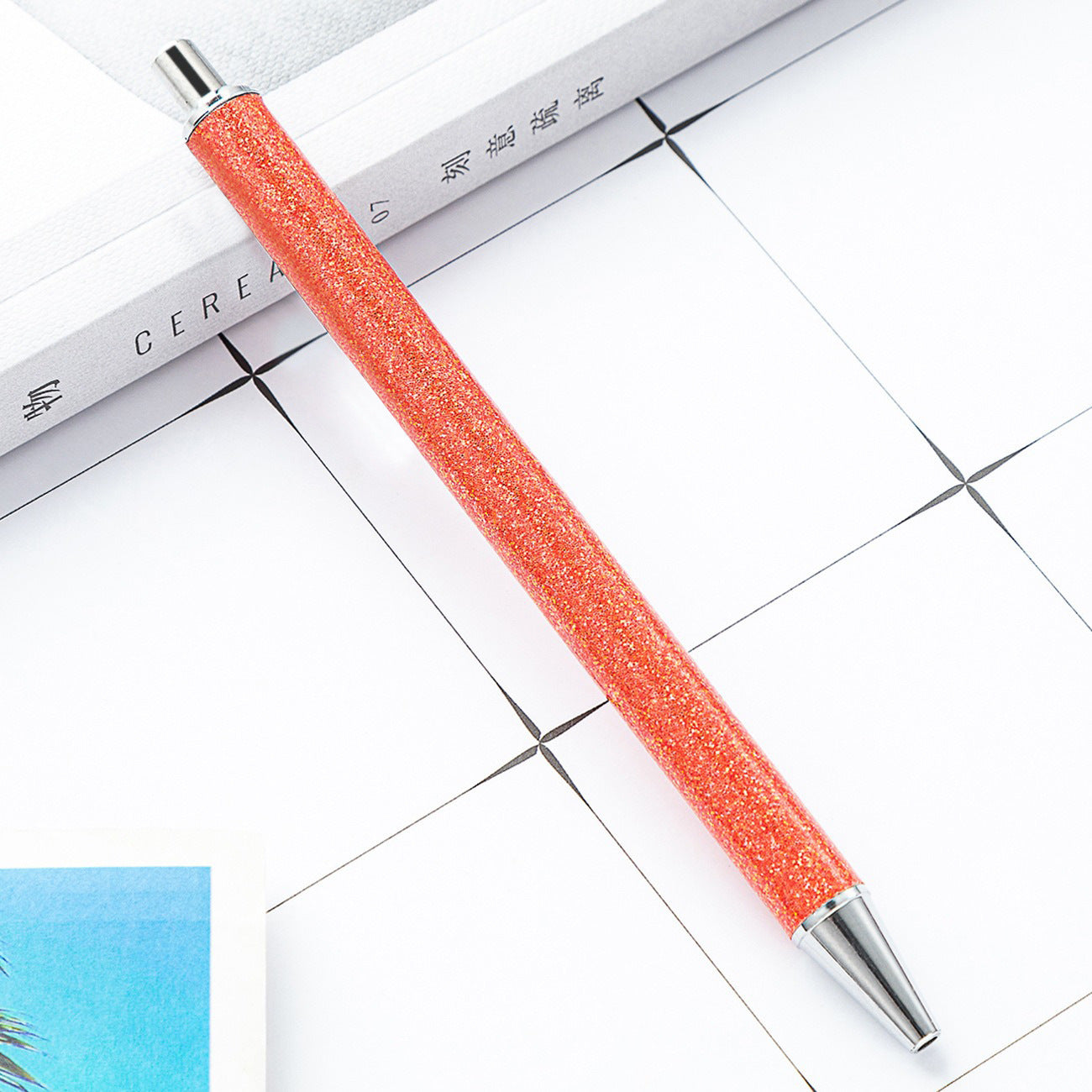 Wholesale Gold Powder Foreskin Pu Multi-color Metal Push Ballpoint Pen