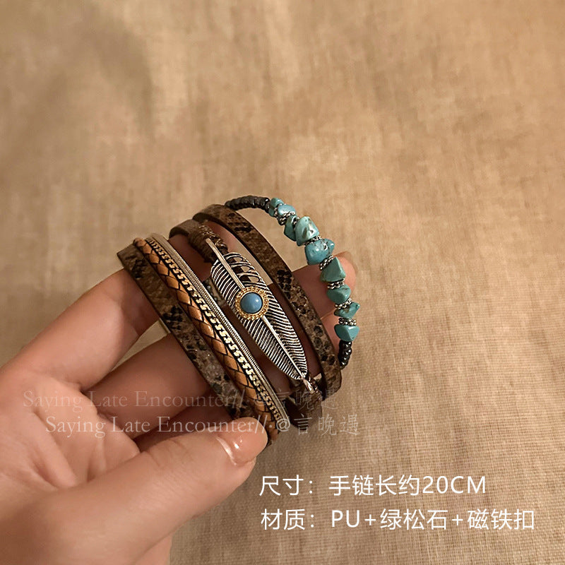 Wholesale Cowhide Woven Bohemian Style Bracelet