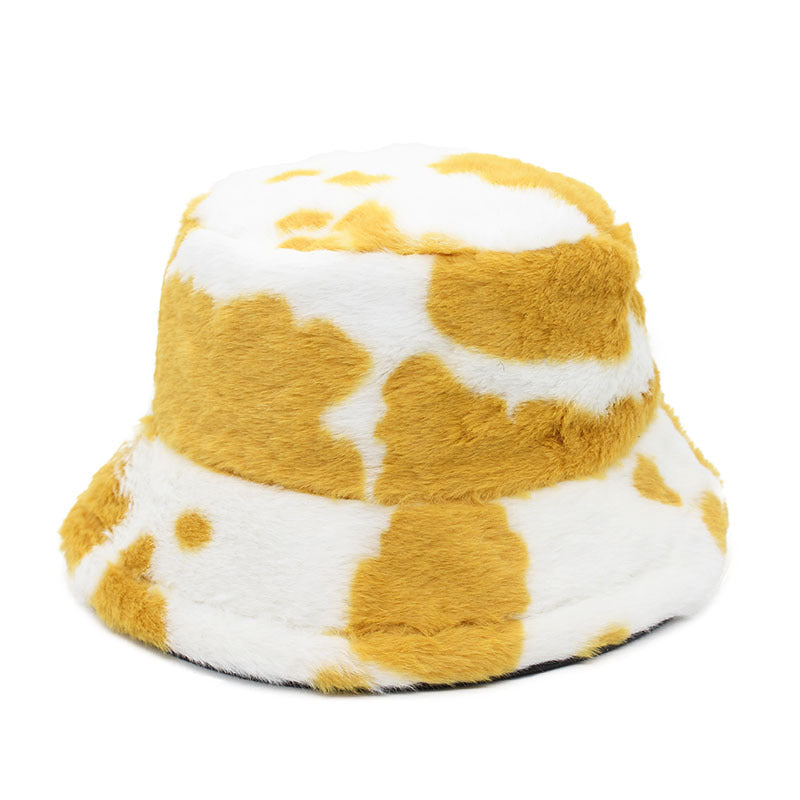 Wholesale Bucket cow pattern retro fisherman hat autumn and winter thick warm