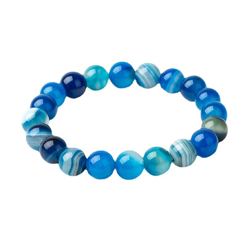 Wholesale 10mm Blue Agate Blue Crystal Bracelet