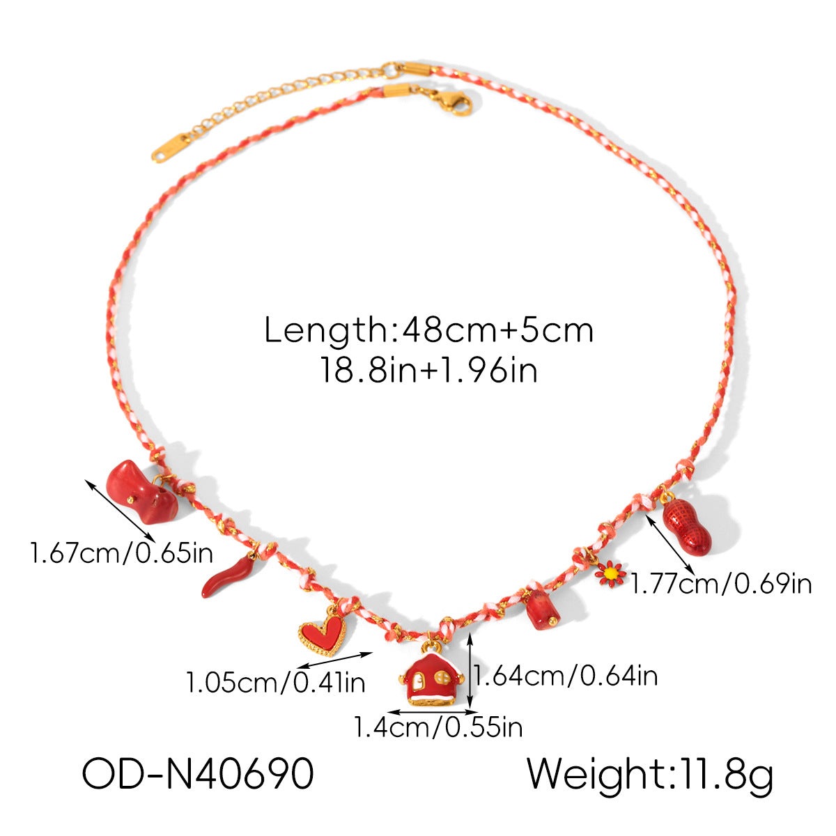 Wholesale Red House Heart Necklace