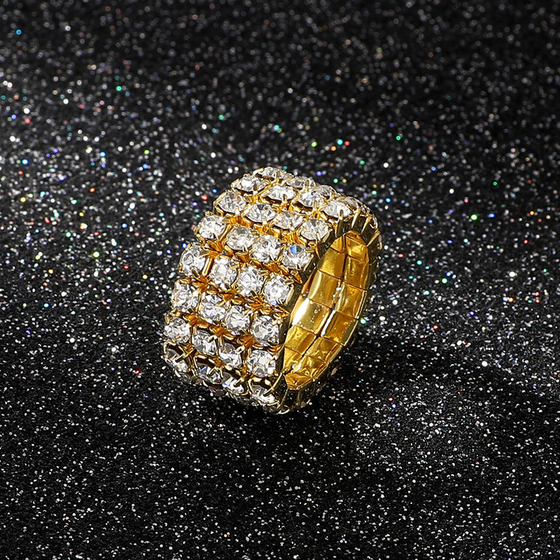 Wholesale multi row diamond rings Rhinestone Rings