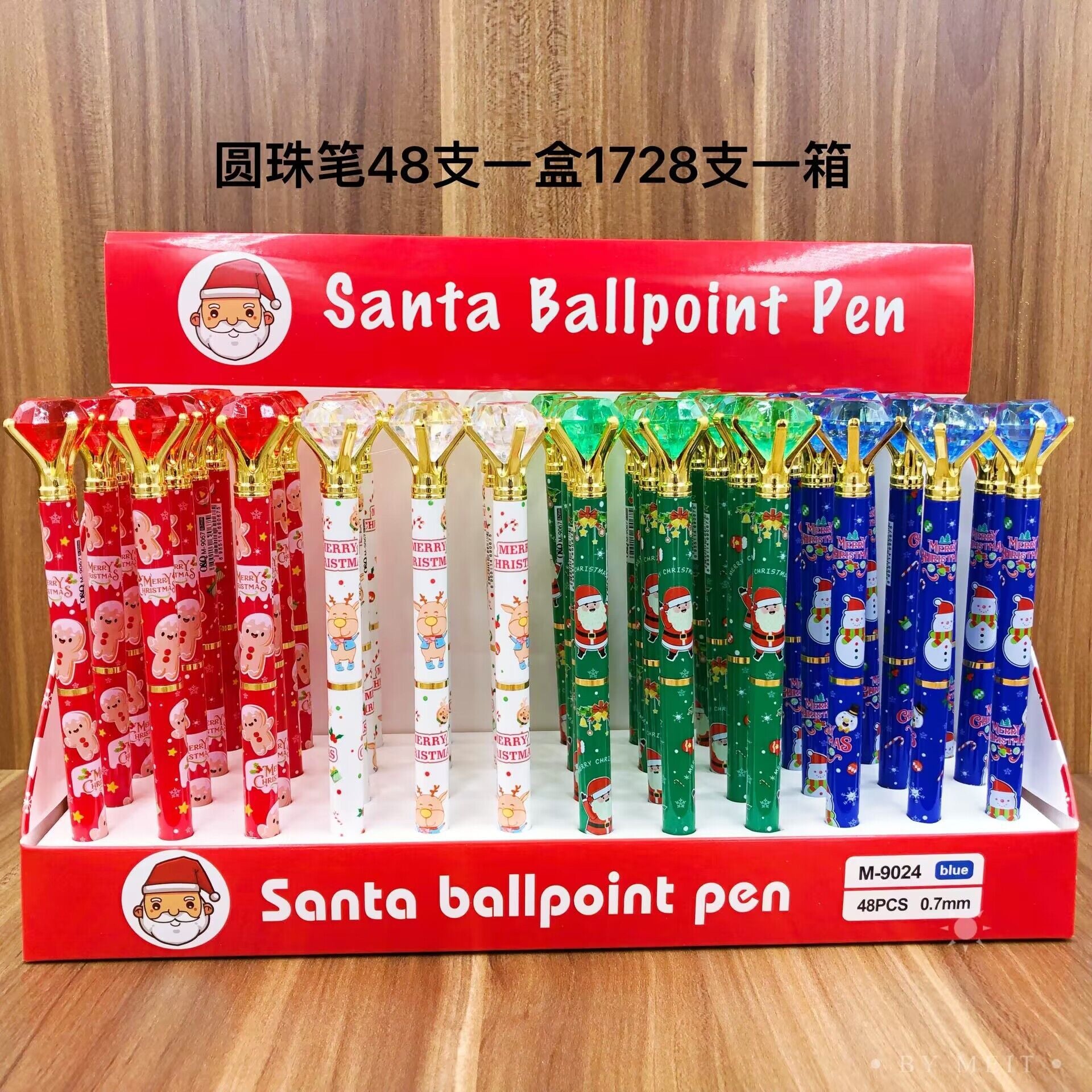 Wholesale 48pcs Cartoon Christmas Crystal Diamond Revolving Ballpoint Pen