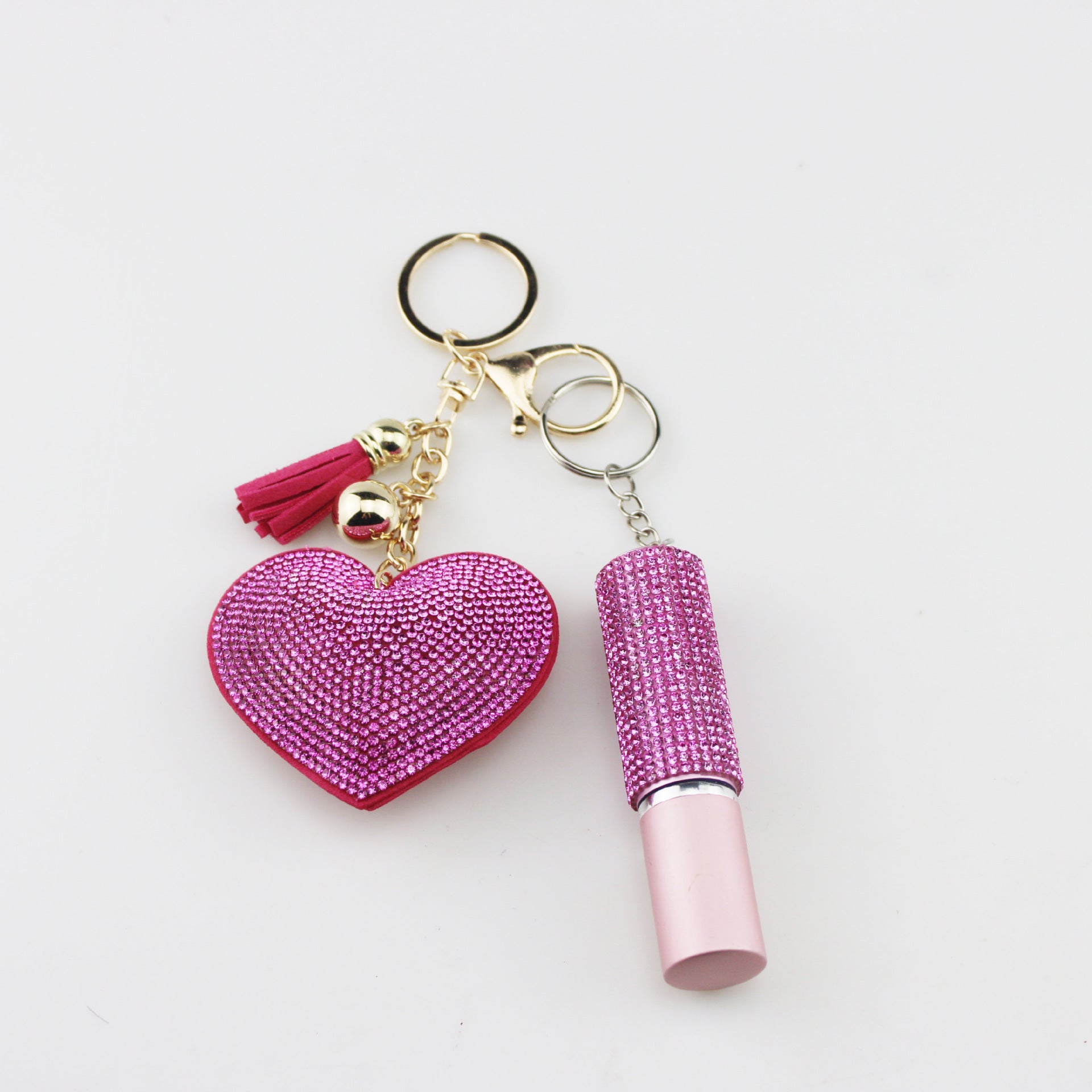 Wholesale Color diamond heart tassel 5ml pressed perfume subpackage Keychains