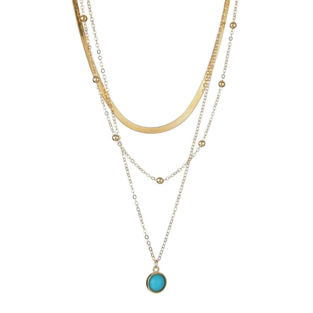 Wholesale Ethnic Style Circular Resin Accessory Pendant Necklace