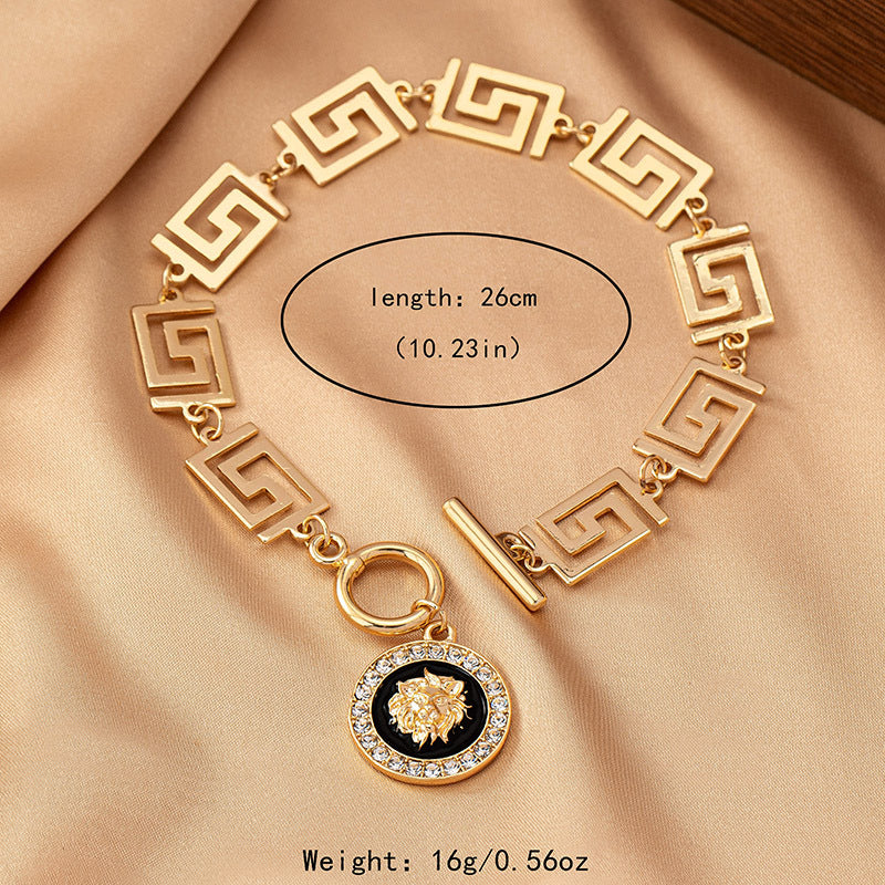 Wholesale Retro Chunky Chain Embossed Anklet Geometric Chic Fashion Accessory Gift For Beach
