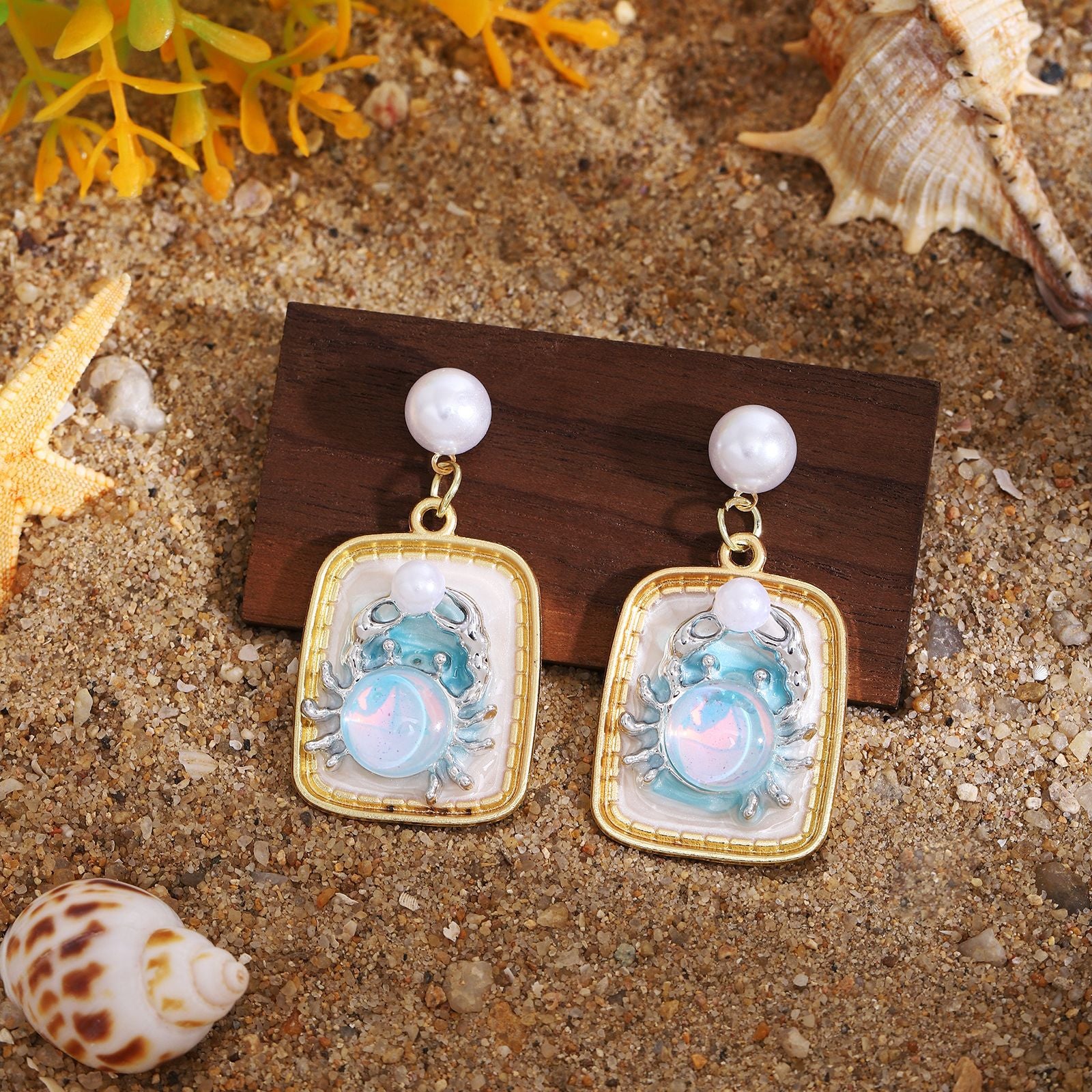 Wholesale French forest flower shell holiday earrings