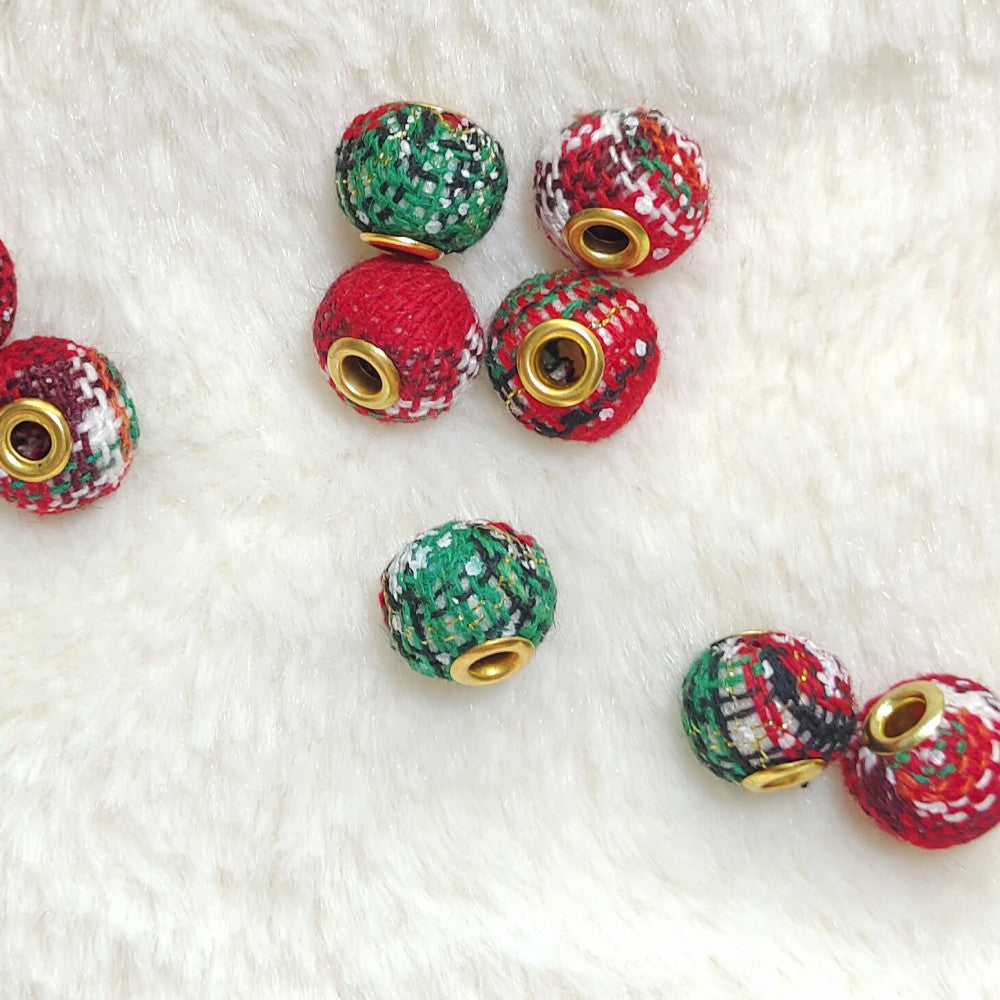 Wholesale 100pcs 15mm Christmas Fabric Beads