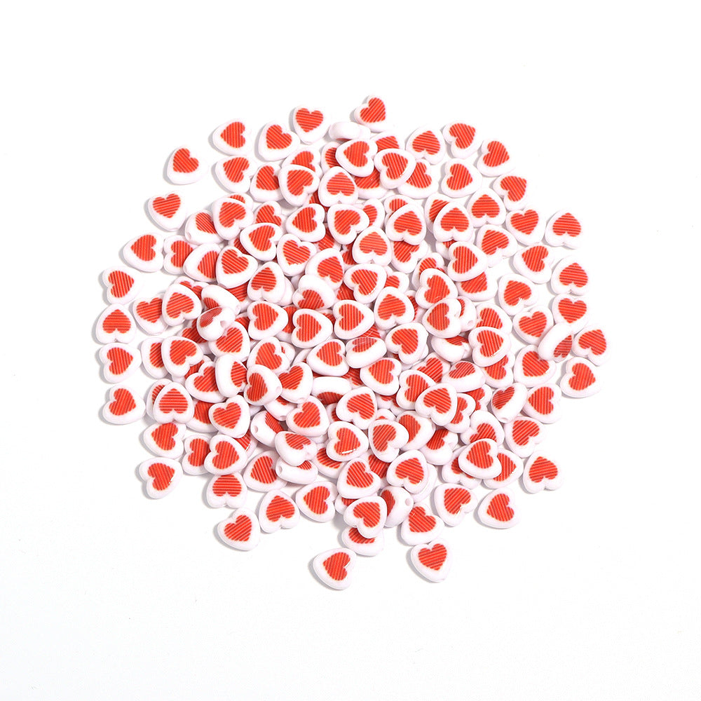 アクリル赤小サイズハート型縦穴ルースビーズ 100 個/パックの卸売