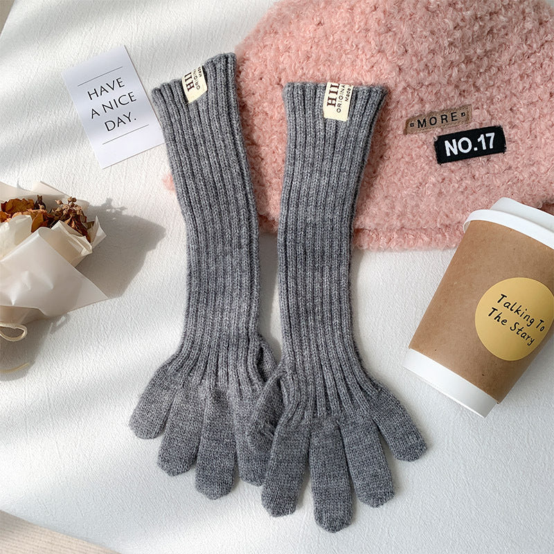 Wholesale Long Knitted Wool Cute Finger Touch Screen Gloves
