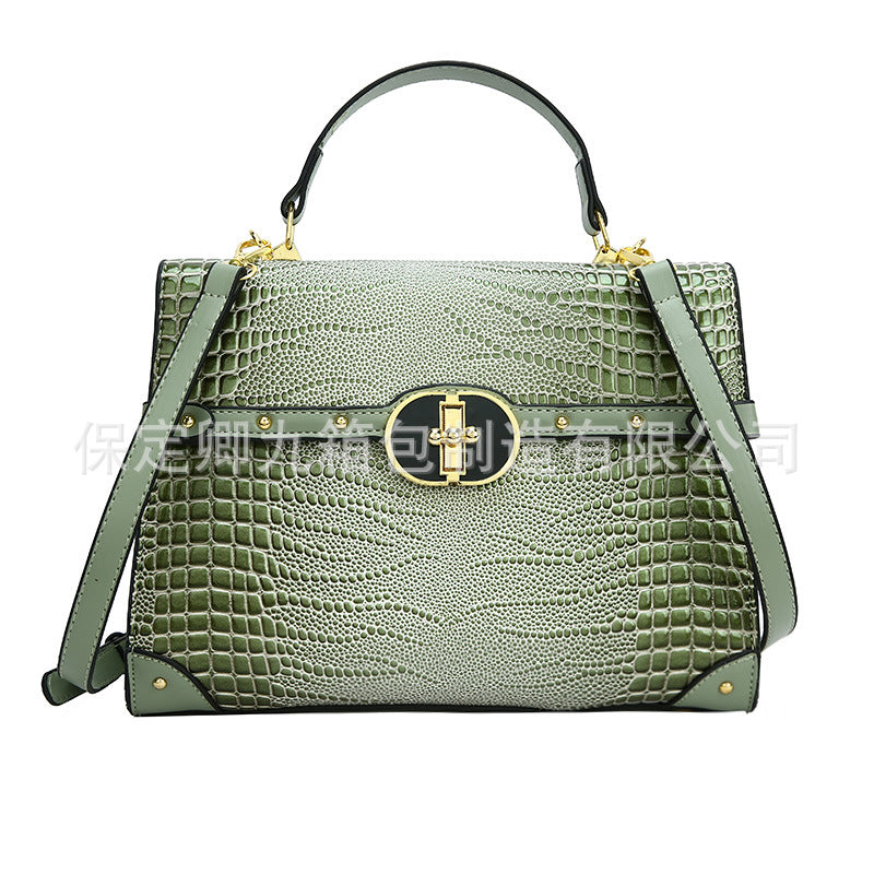 Wholesale 2023 Autumn and Winter PU Crocodile Pattern Handheld Shoulder Crossbody Bag