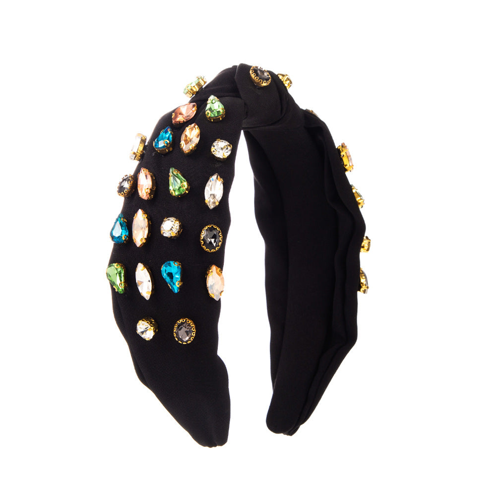 Wholesale fabric full diamond knotted colorful headband hair accessories