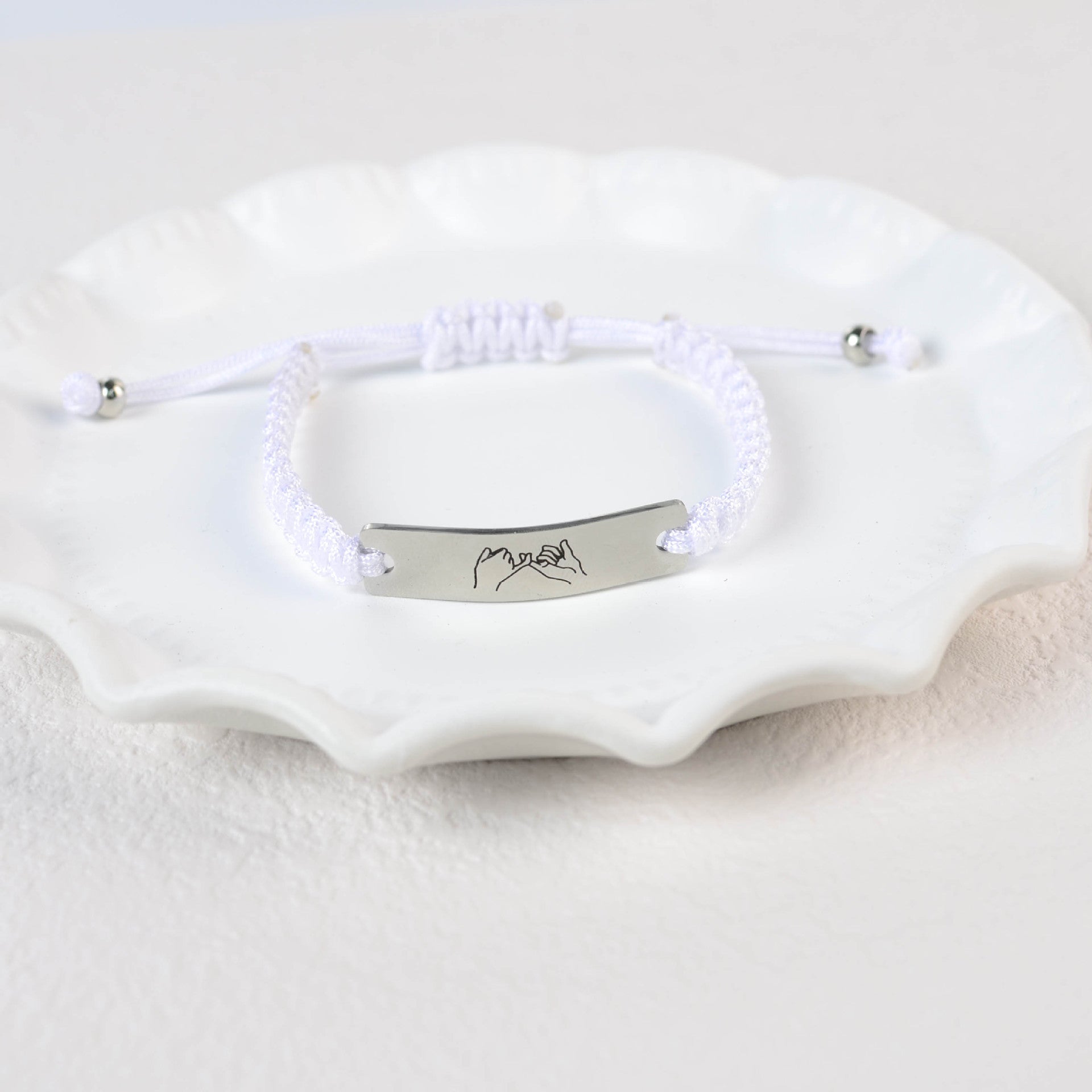 Wholesale Couple Bracelet With Stainless Steel Curved Pieces Hand-woven Chain