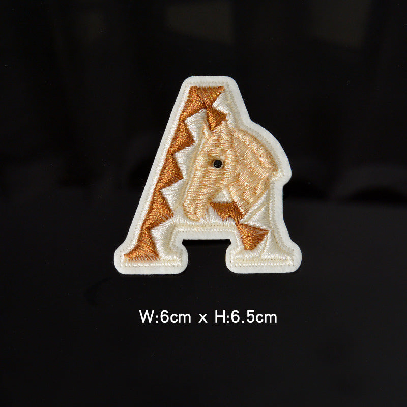 Wholesale Stylish 3D Embroidered Letter A Patch Polyester Adhesive Backing Cartoon nut Tree Design DIY Towel Decorative Craft Supply Boutique Resale