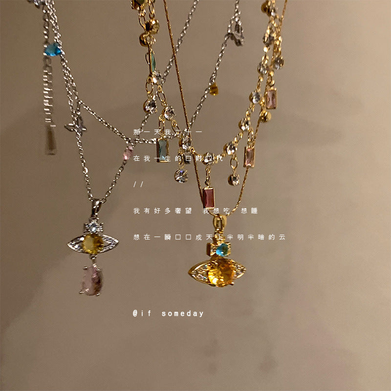 Wholesale Planet Love Butterfly Knot Diamond Pearl Bead Necklace