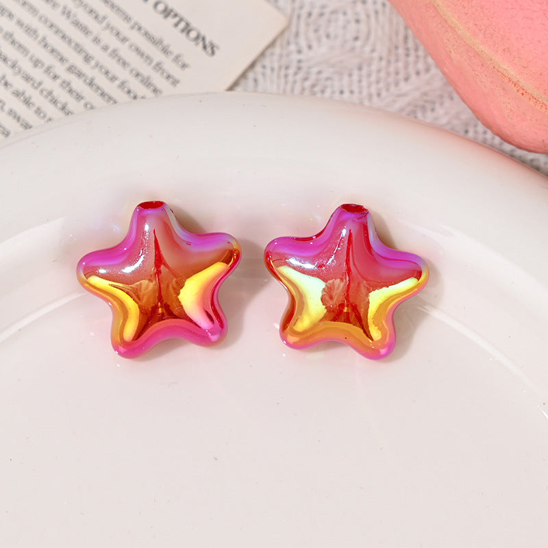 Wholesale 5pcs/pack  Uv-Plated Dopamine Pentagram Shaped Beads