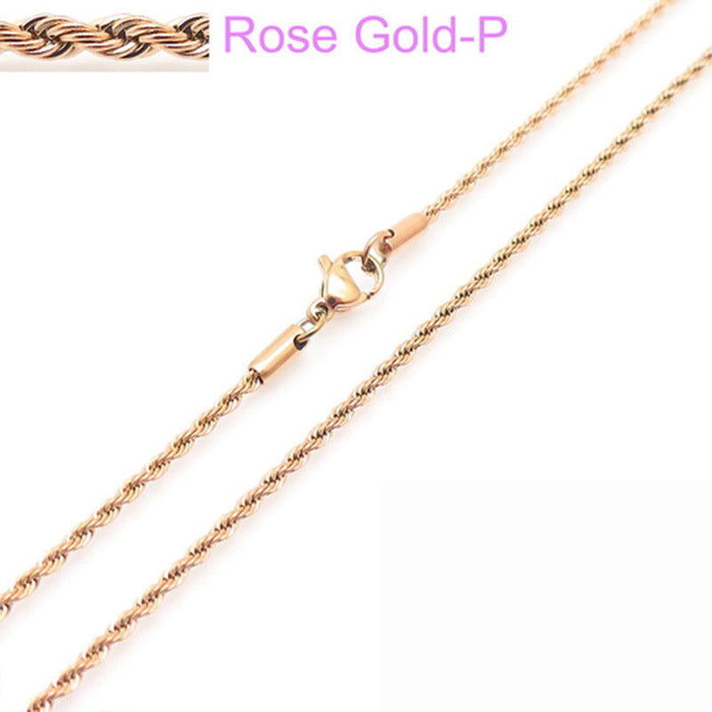 Wholesale Personality Hip-hop Fashion Button Rope Plain Chain Titanium Steel Multi-color Multi-size Necklaces