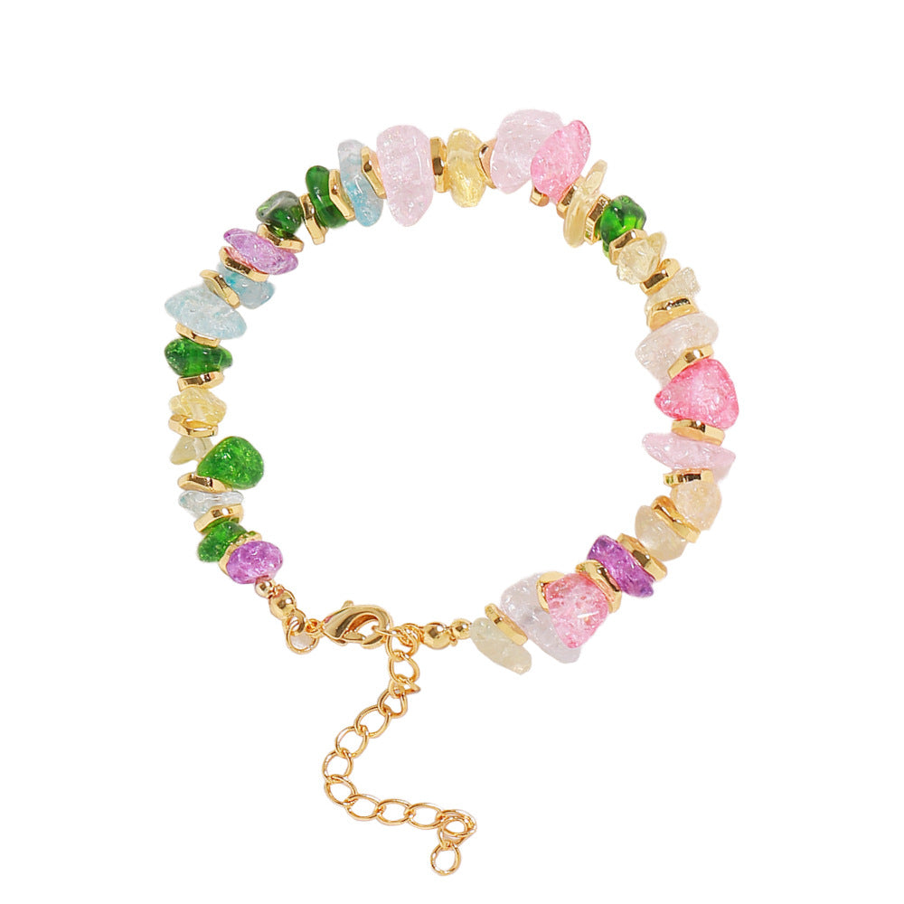 Wholesale Irregular Colored Crushed Stone Copper Bracelet