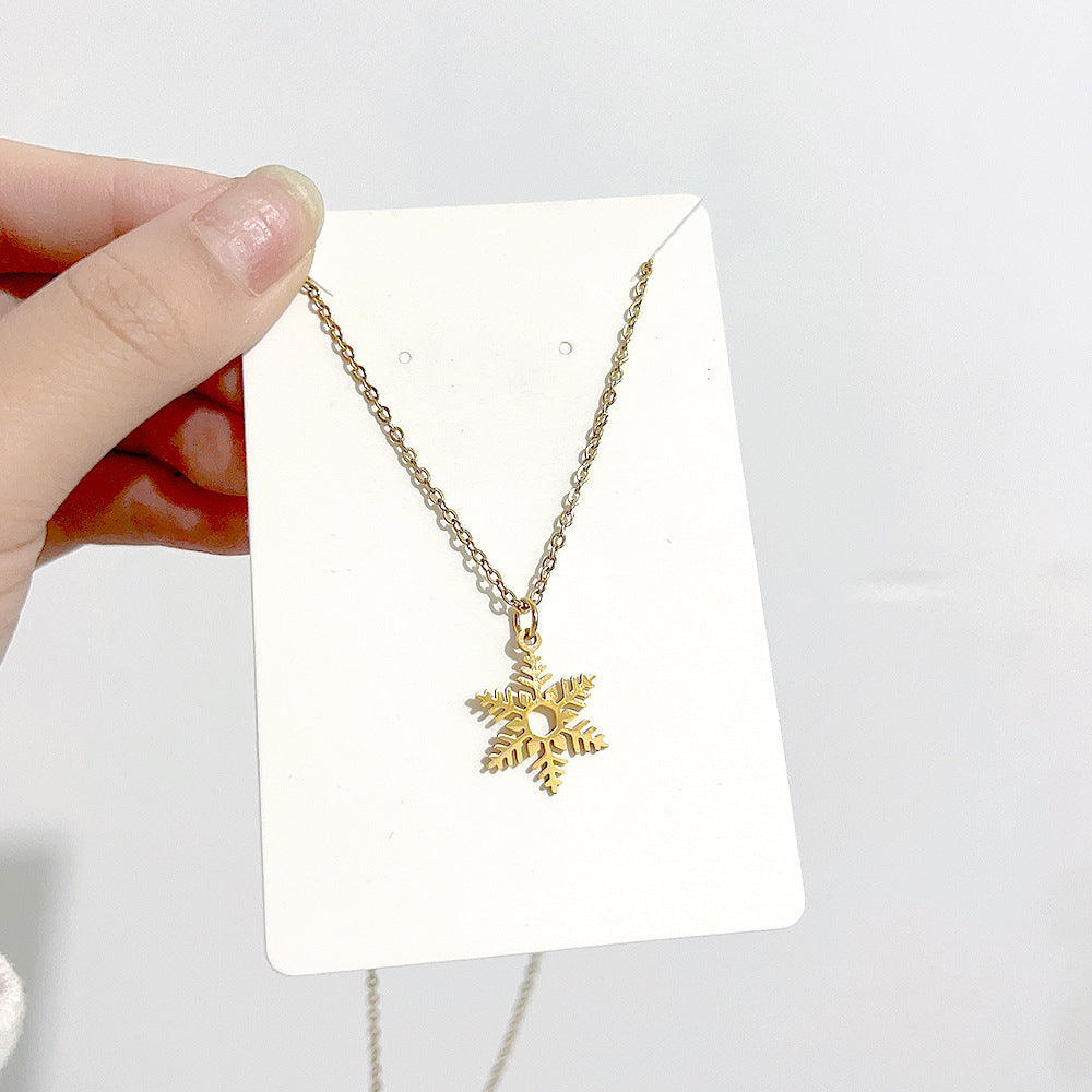 Wholesale Christmas Series Titanium Steel 18K Gold Necklace Clavicle Chain