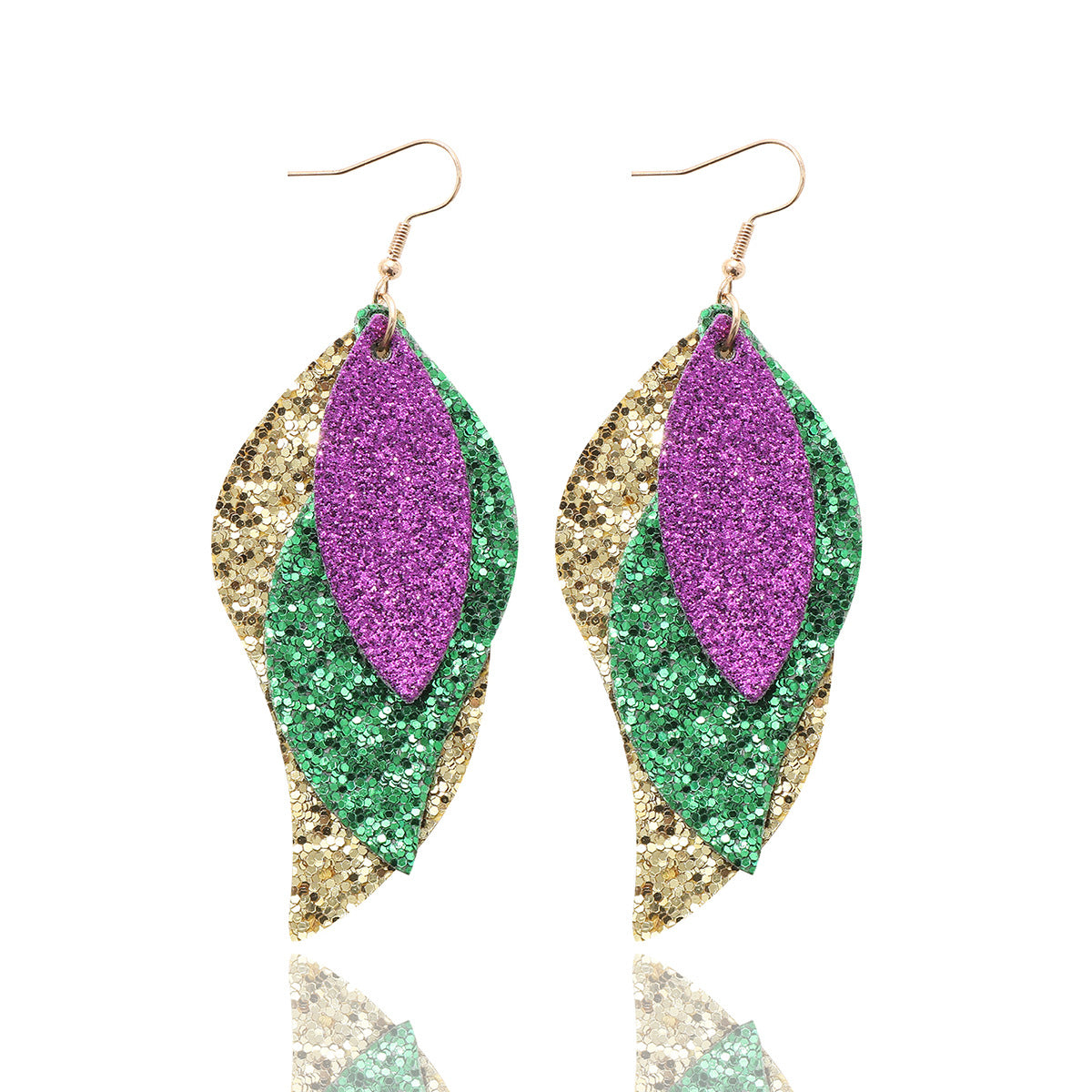 Wholesale Carnival Three-layer Leather Printed Powder Water Drop Leaves