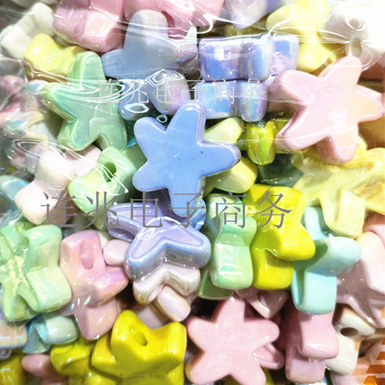 Wholesale 200pcs/pack Acrylic Solid Color Plated Cartoon Straight Hole String Beads