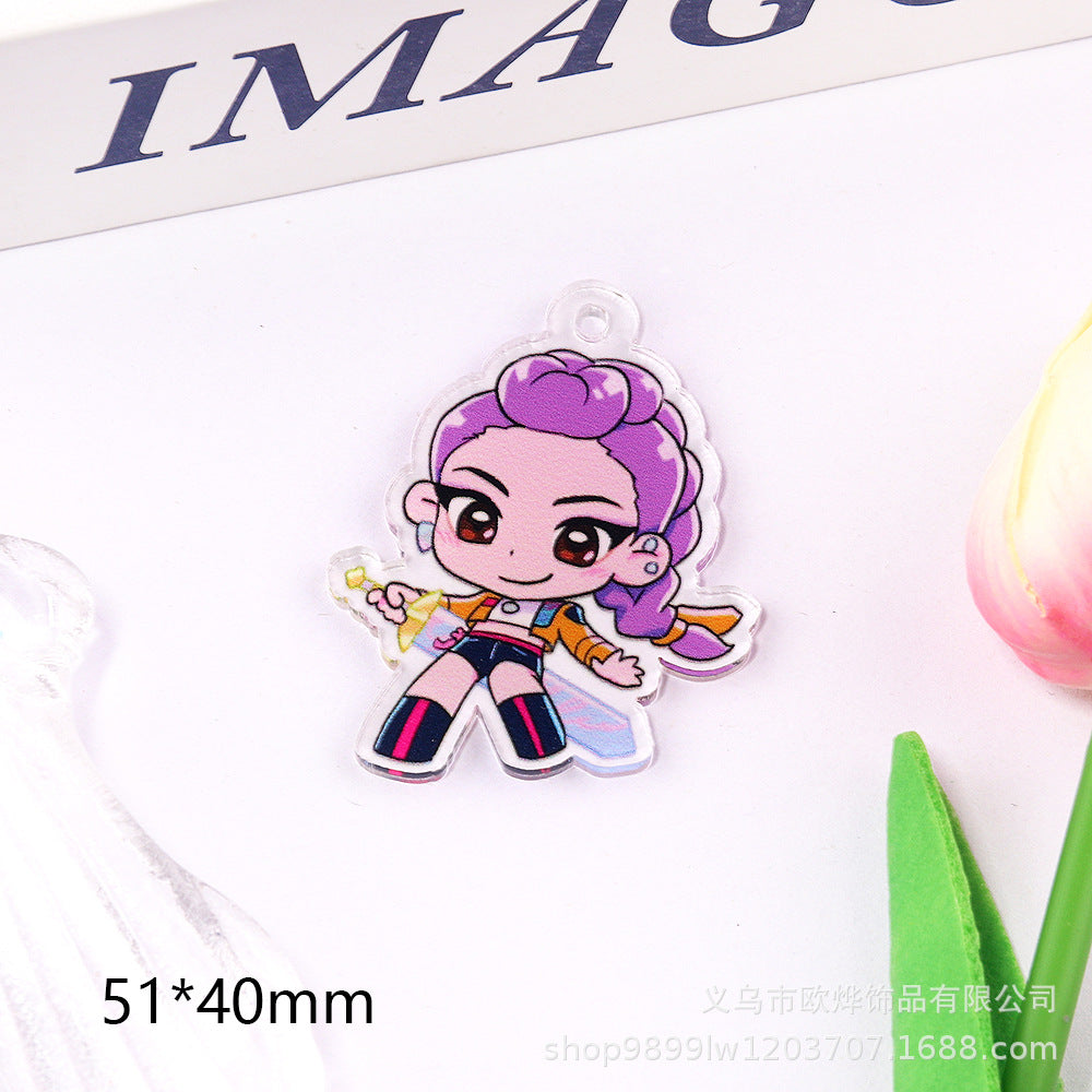 Wholesale 10pcs/ pack Cartoon Girl Cute Pendant Acrylic DIY Accessories