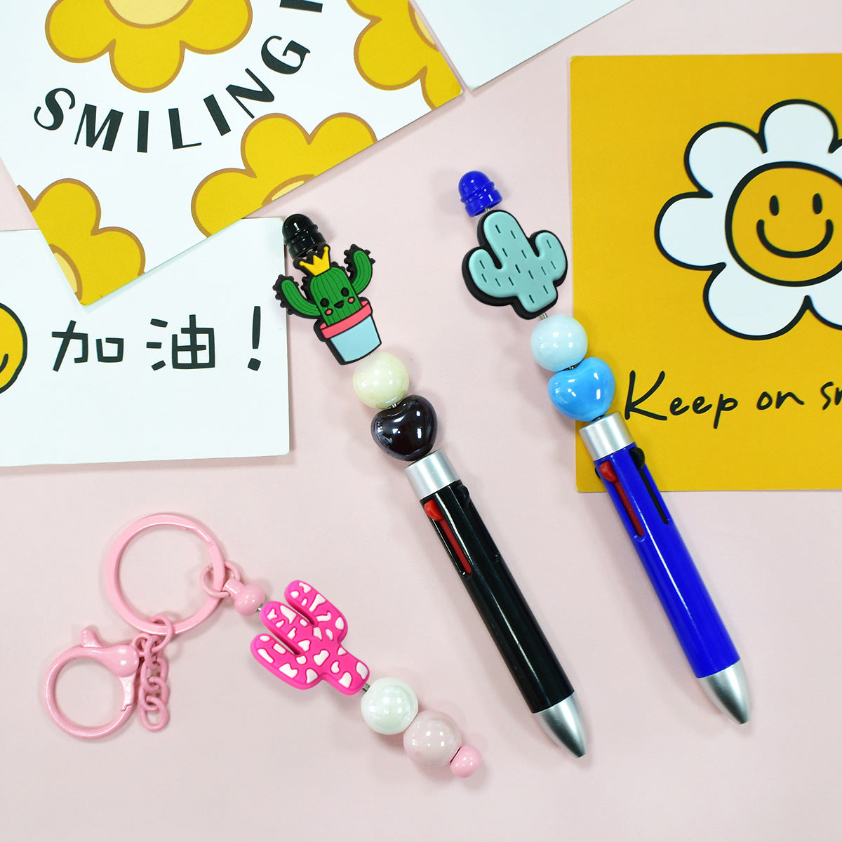 Wholesale   Random 100pcs Cactus series soft glue perforated double-sided thick patch DIY detachable beads