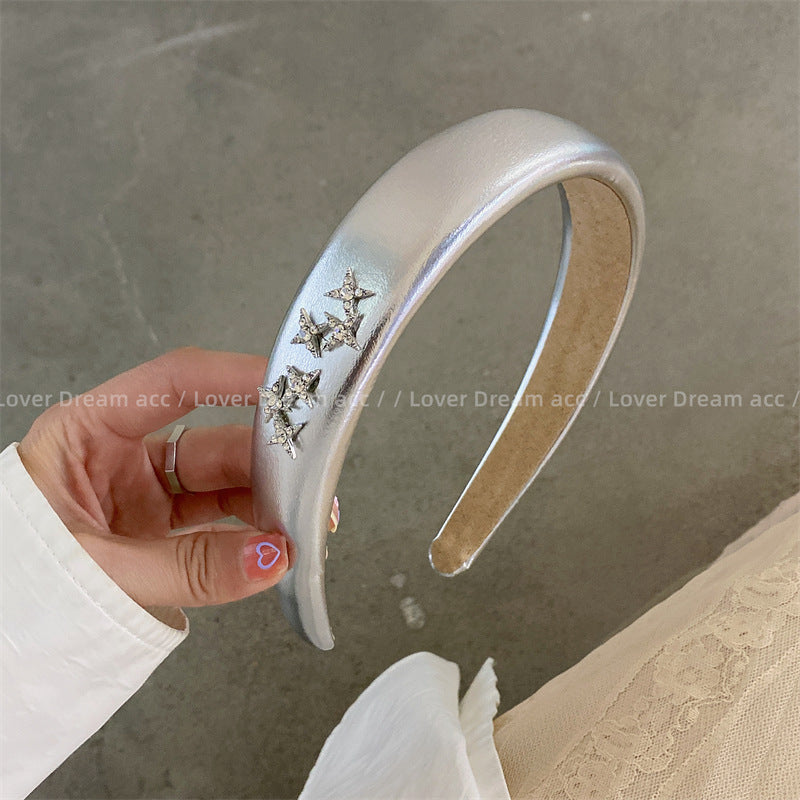 Wholesale Cross Star Universe Silver Sponge Headband