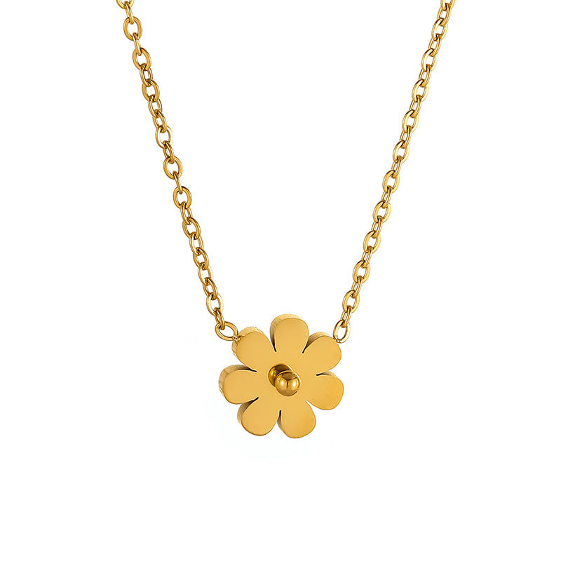 Wholesale  Titanium Steel Flower Necklace Ring Earrings Jewelry Set