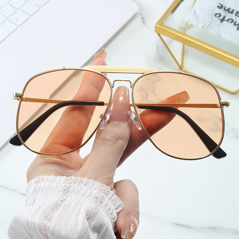 Wholesale  Ladies Toad Mirror Metal Large Frame Sunglasses 2024 New Sunglasses Ins Popular Same Style Sunglasses
