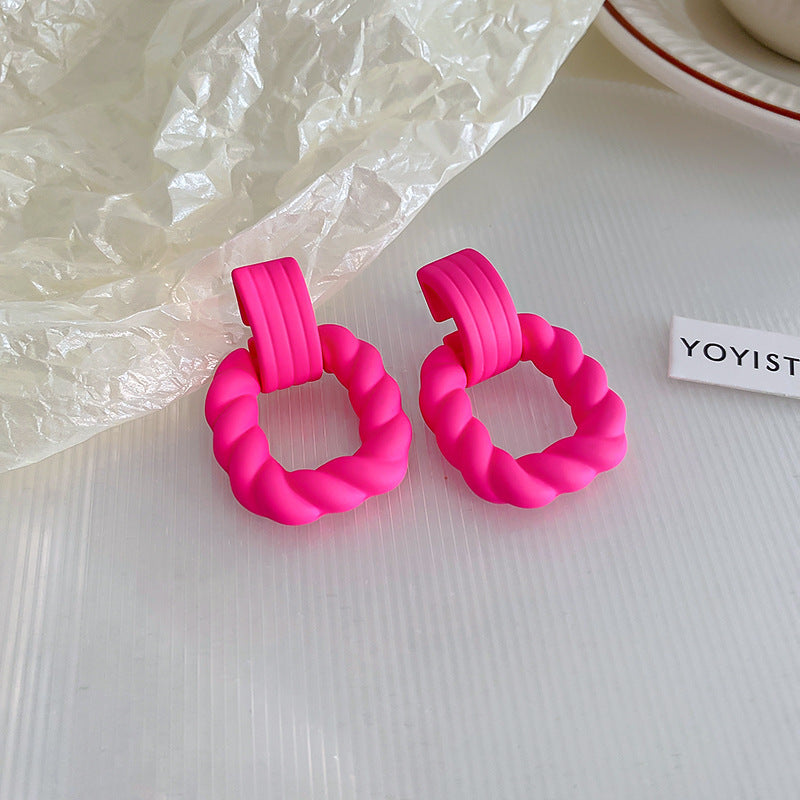 Wholesale Rose Red Flower Love Summer Geometry Sweet Alloy Earrings