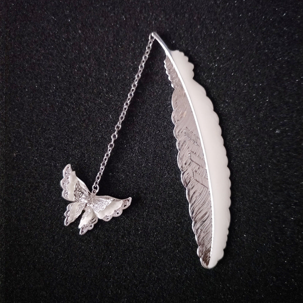 Wholesale Luminous Feather Retro Luminous Butterfly Metal Bookmark