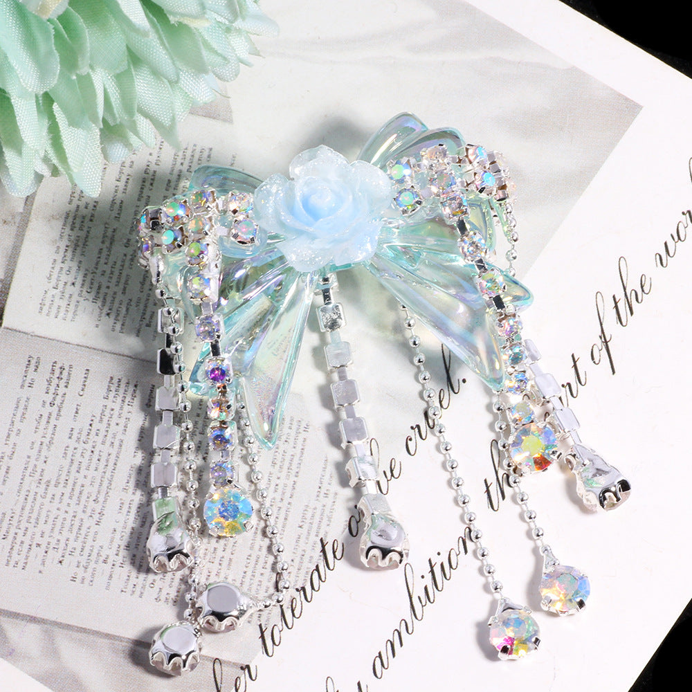 Wholesale 3pcs Colorful tassel bow acrylic straight hole Acrylic Beads