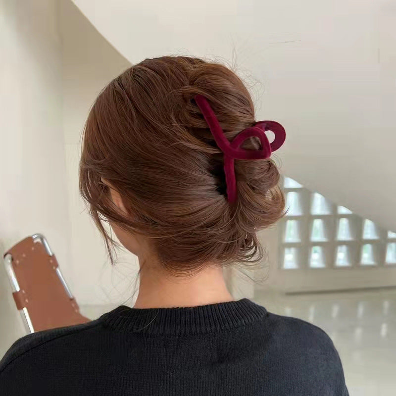 Wholesale Red Flocked Crimson Christmas Hair Clip  Velvet Hair Accessories
