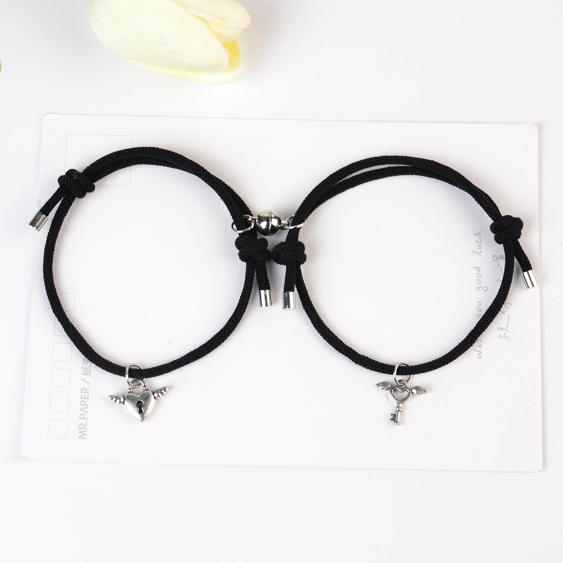 Wholesale Couple Key Lock Magnetic Suction Bracelet Hand Woven