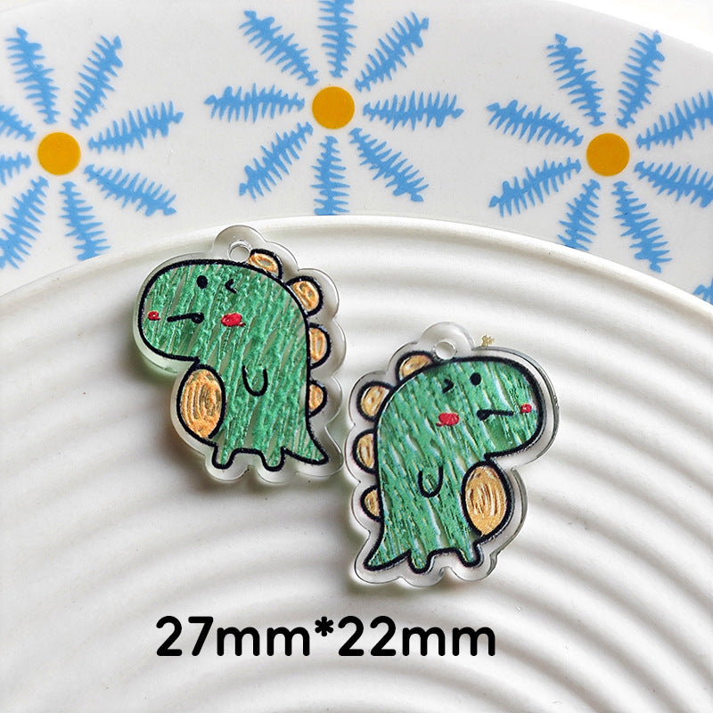 Wholesale 10pcs Double-sided bow three-dimensional relief acrylic jewelry accessories DIY pendant with holes cartoon character cute