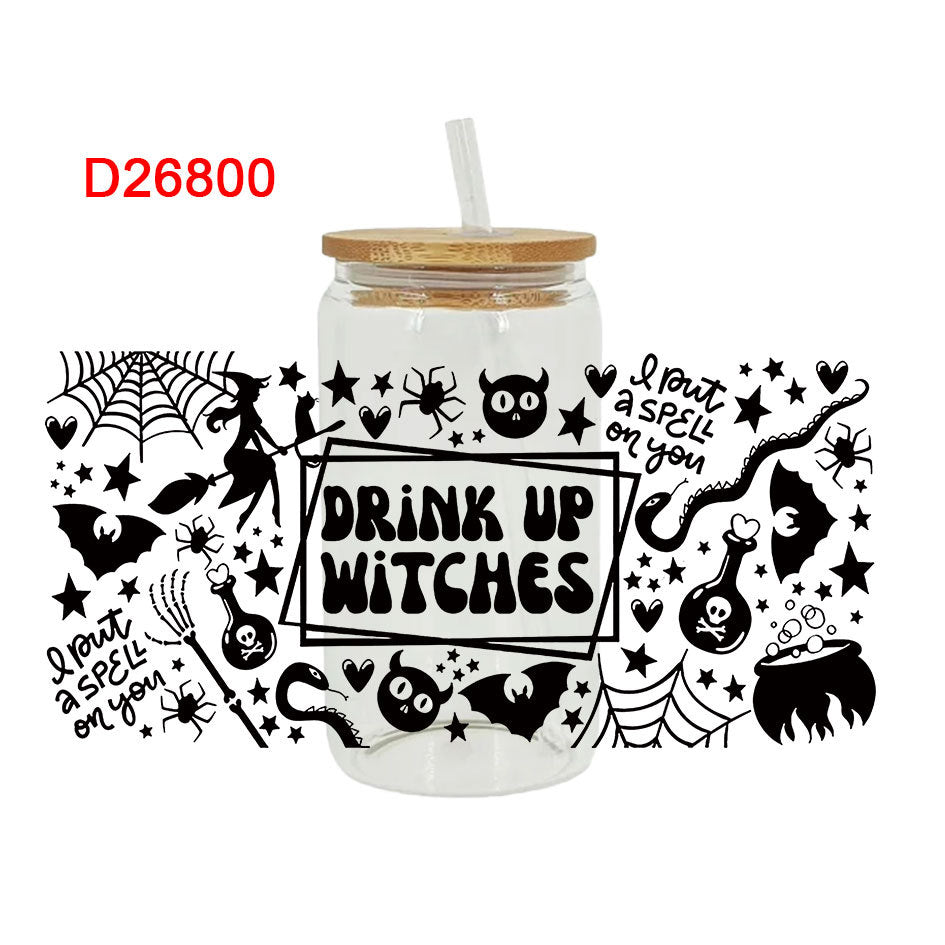 Wholesale Pumpkin Ghost Witch Halloween 16oz Cup UV DTF Wraps