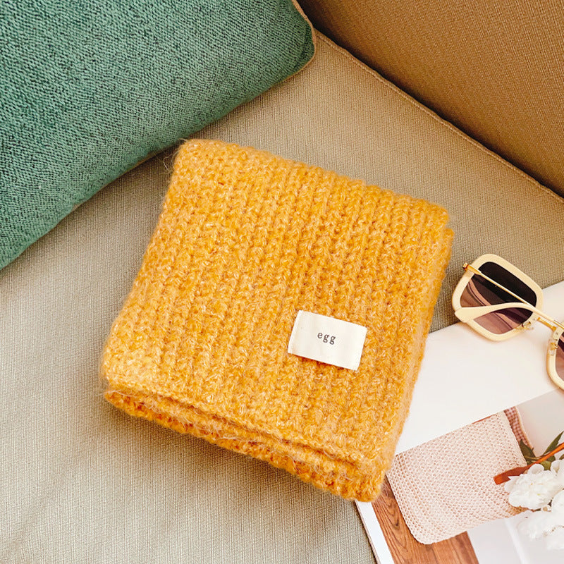 Wholesale Wool Knitted Warm Thickened Mohair Quilted Scarf