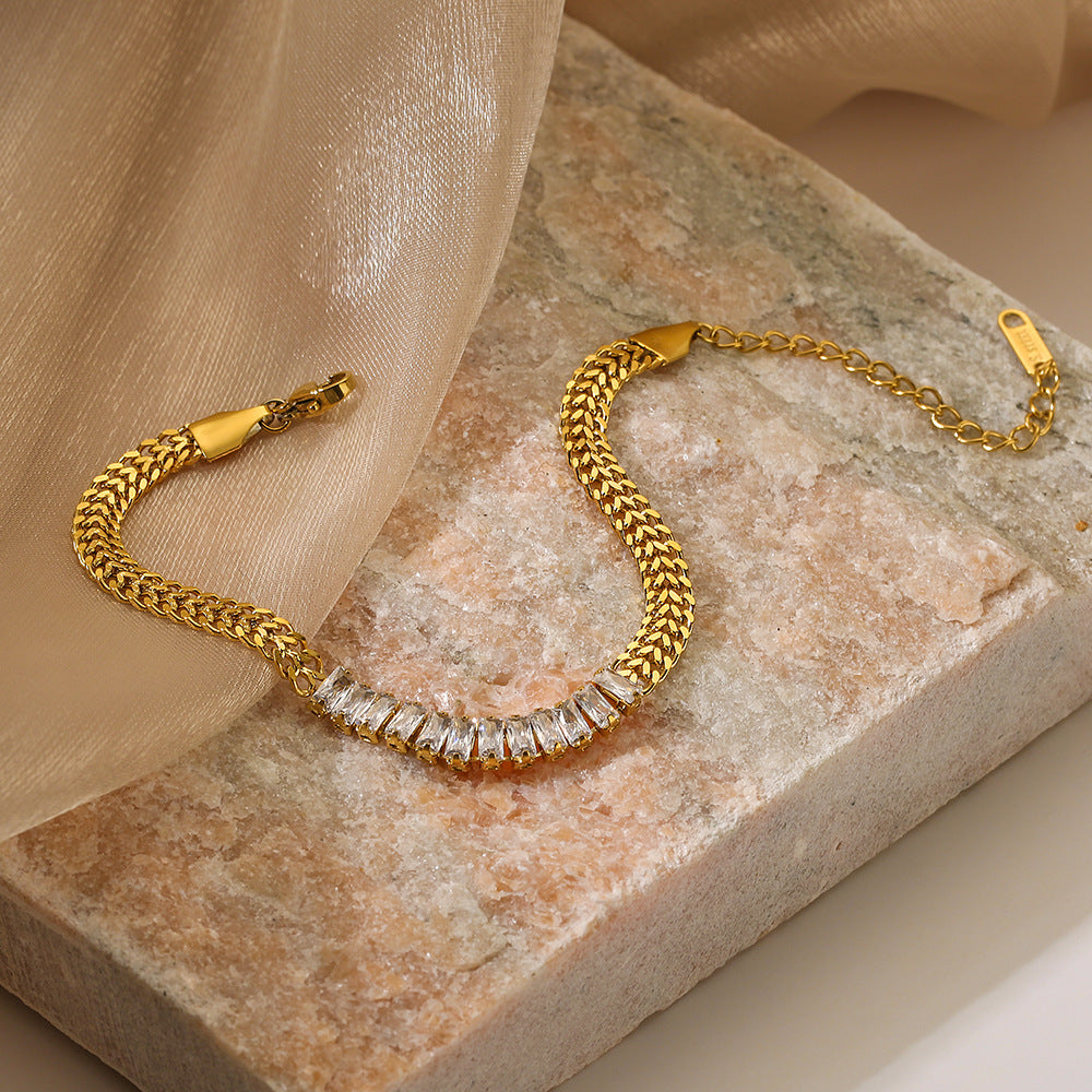 Pulsera simple de acero de titanio de circón al por mayor